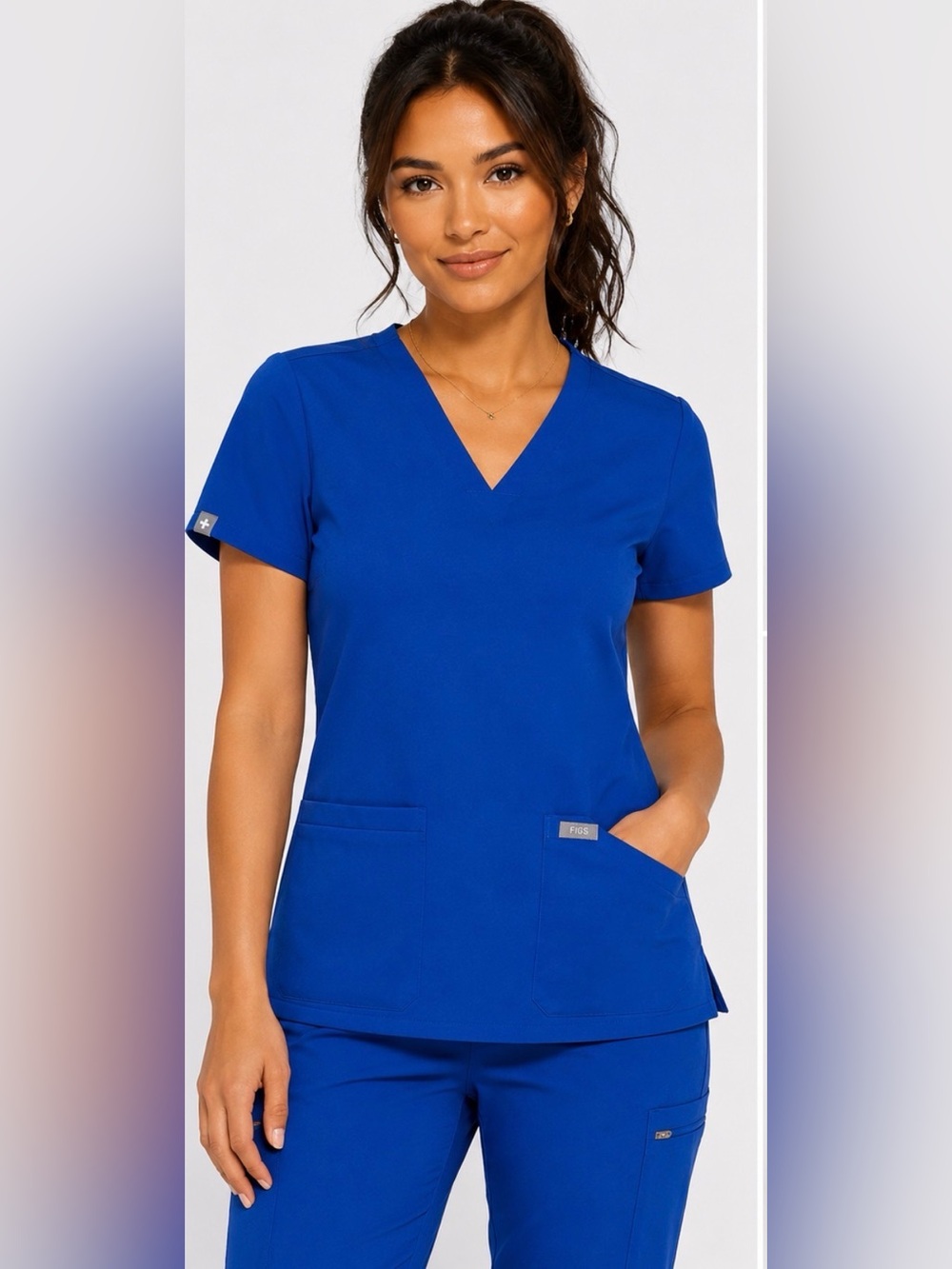 FIGS Technical Collection Royal Blue V-Neck Scrub Top Size XS